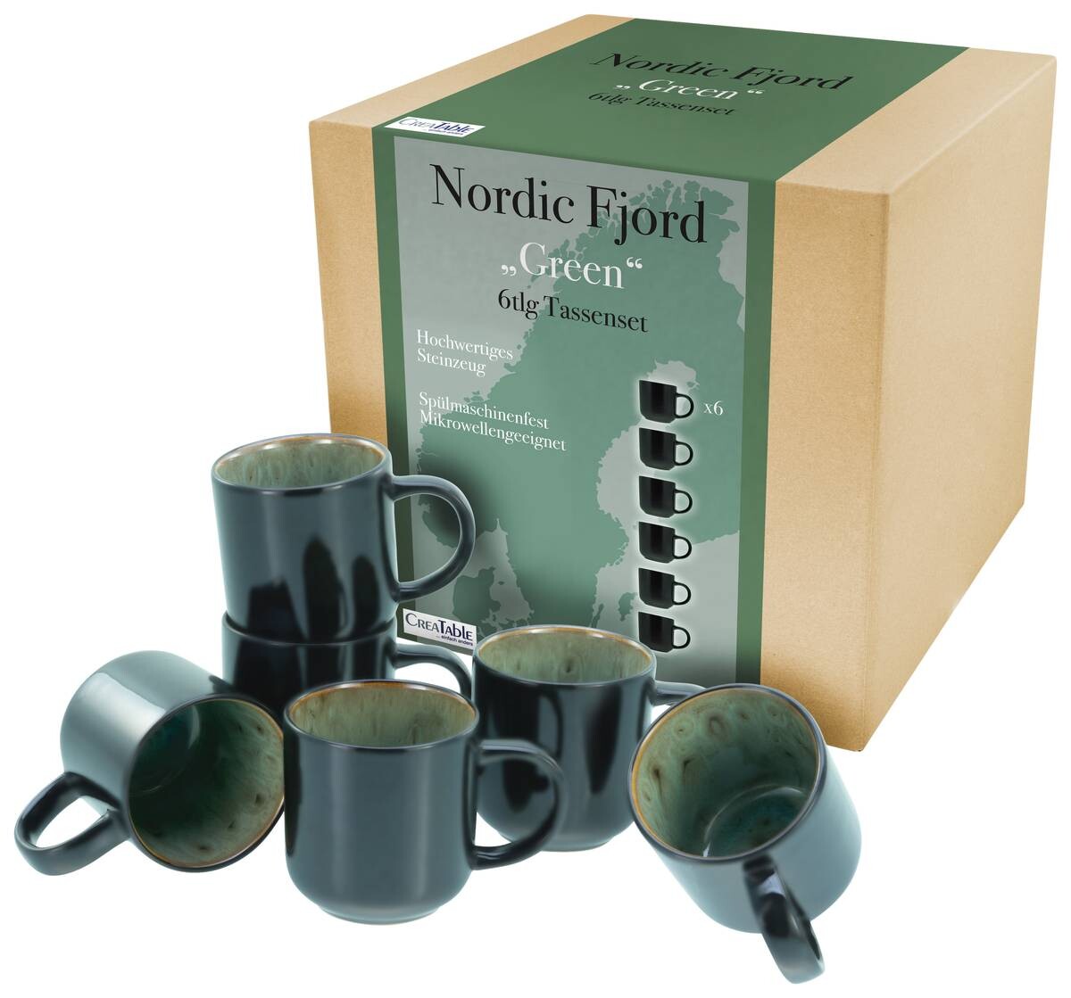 CreaTable Kaffeebecher Nordic Fjord Green grün Steinzeug