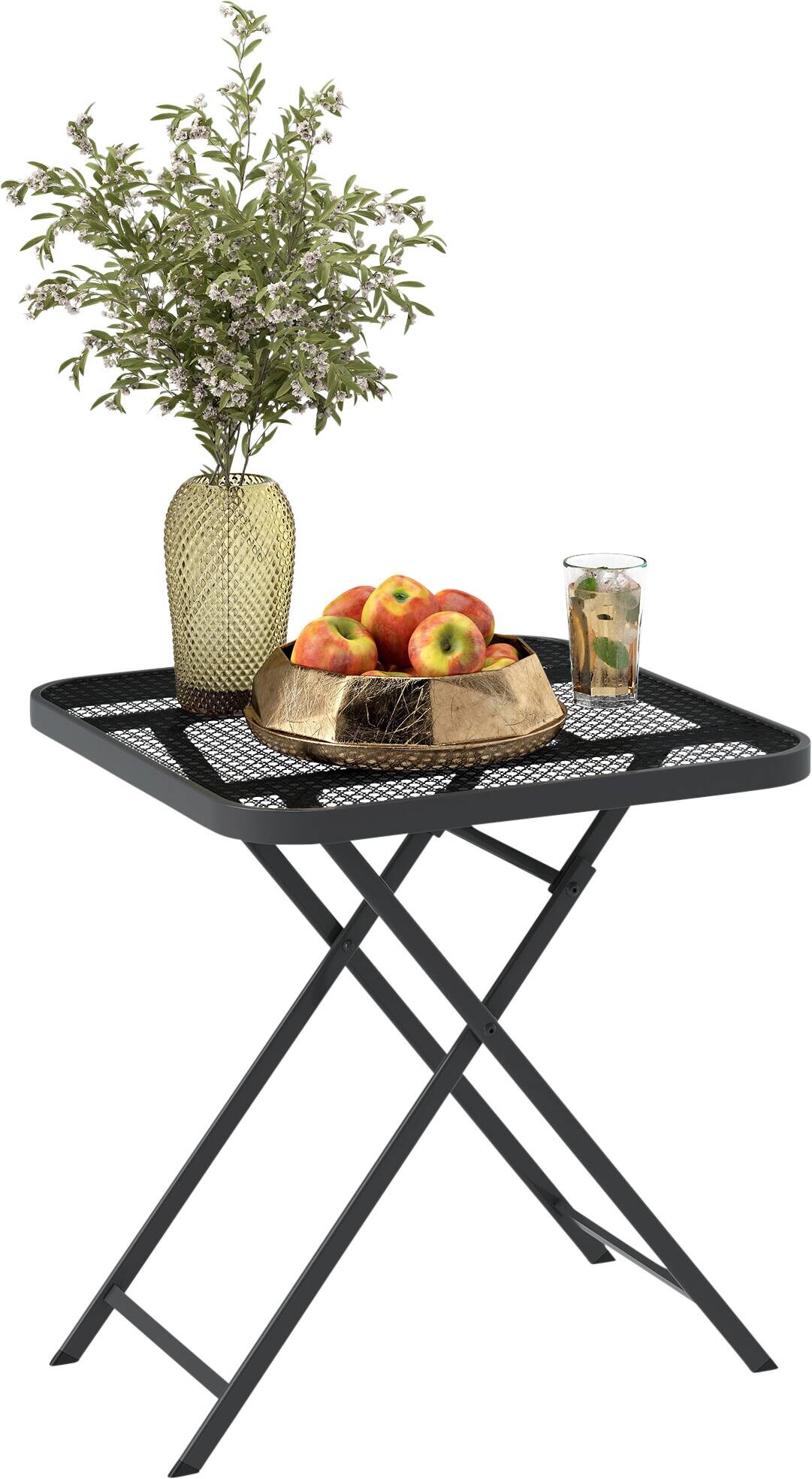 Outsunny Gartentisch schwarz Stahl B/H/L: ca. 70x72x70 cm