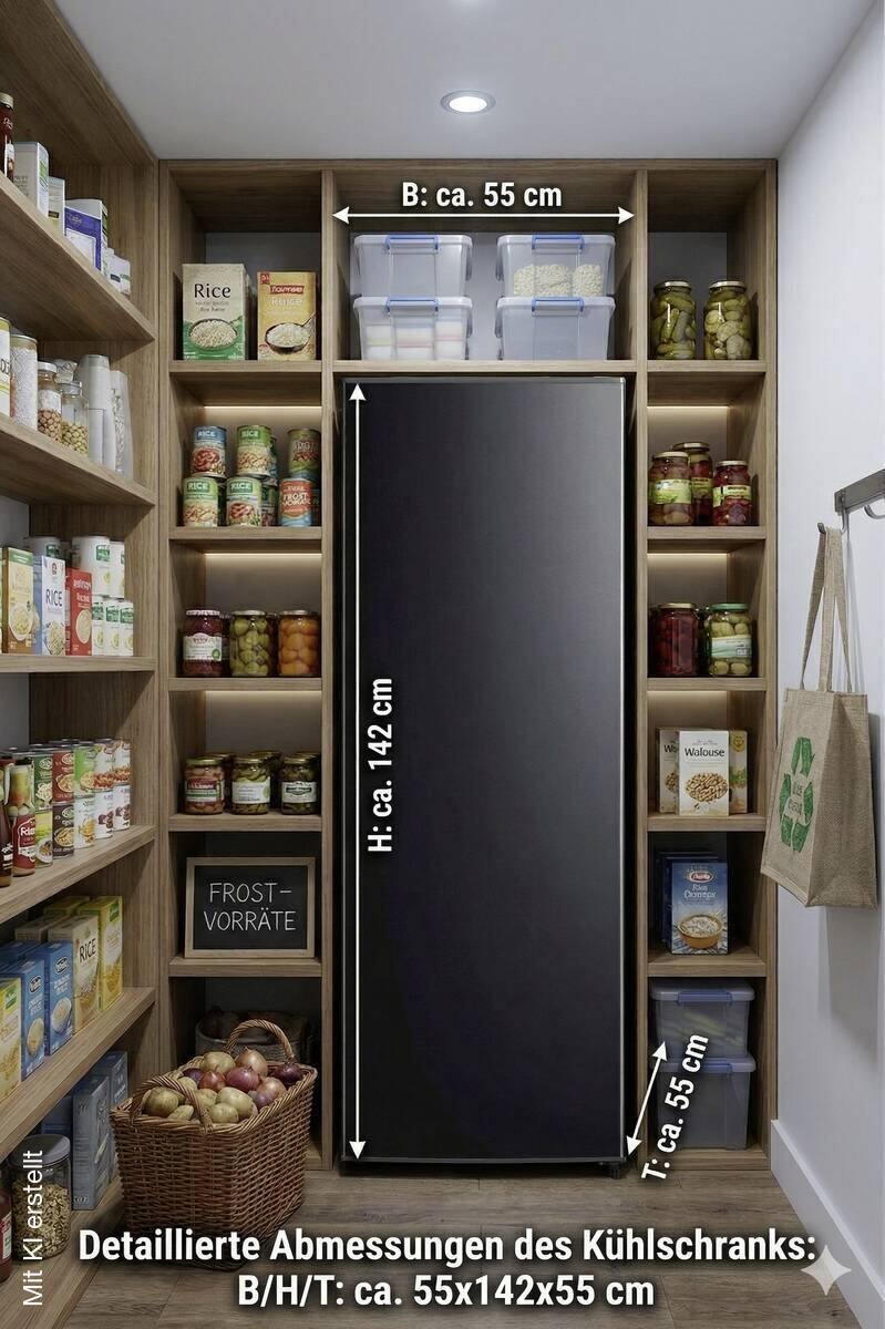 POCOline Gefrierschrank GS142-160ES schwarz B/H/T: ca. 55x142x55 cm
