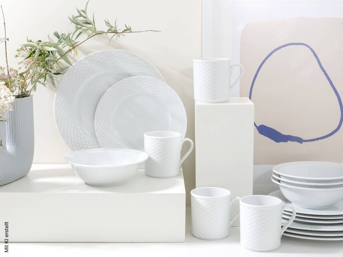 CreaTable Kombiservice Polo weiß Porzellan 16 tlg.