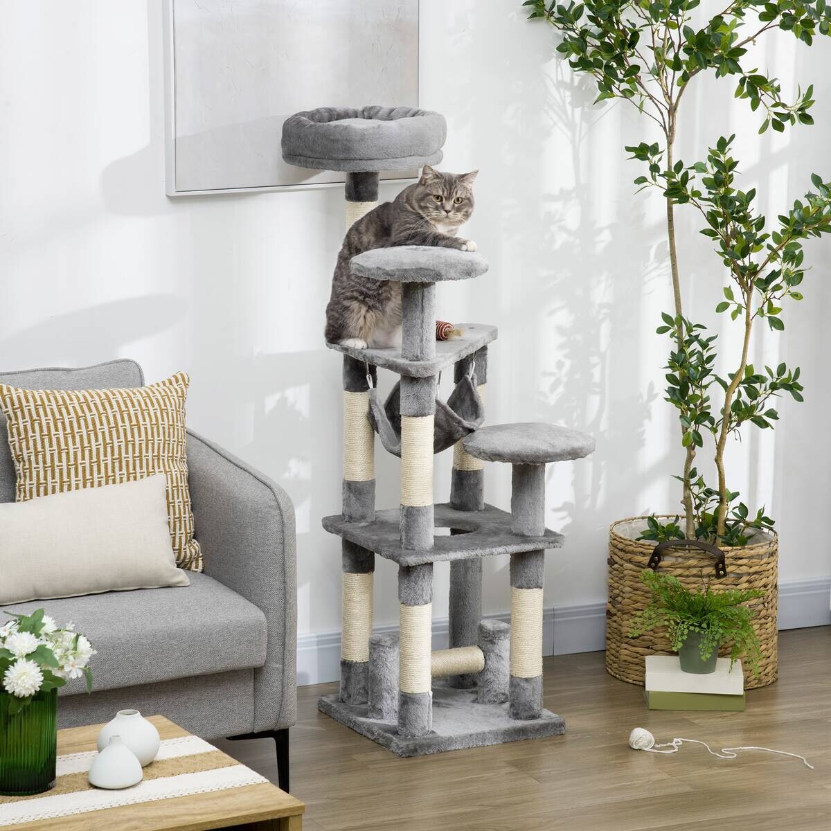 PawHut Katzen-Zubehör grau Edelstahl B/H/L: ca. 40x40x132 cm