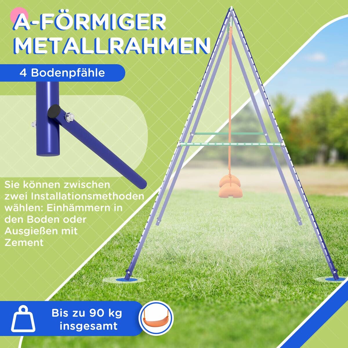 Outsunny Schaukel orange B/H/L: ca. 160x269x180 cm