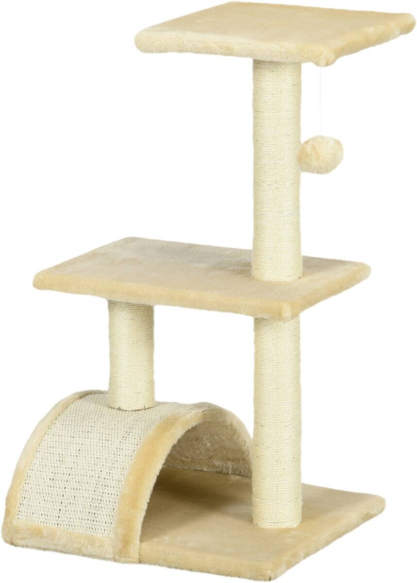 PawHut Kratzbaum cremeweiß Polyester B/H/L: ca. 35x72x40 cm