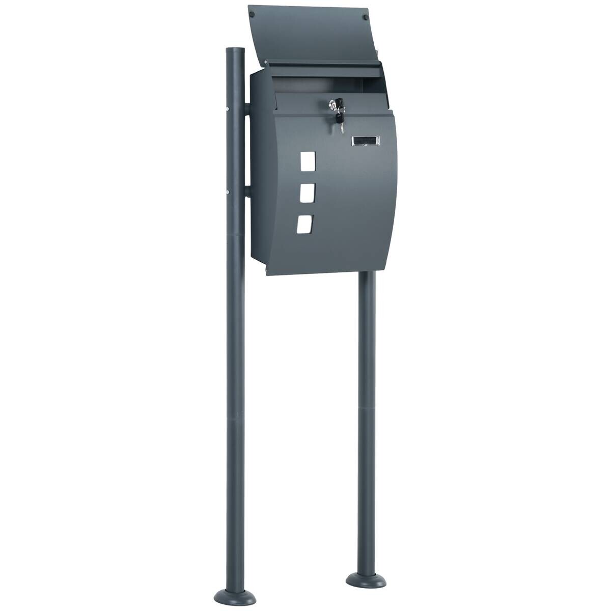 HOMCOM Briefkasten dunkelgrau B/H/L: ca. 15x44x114 cm