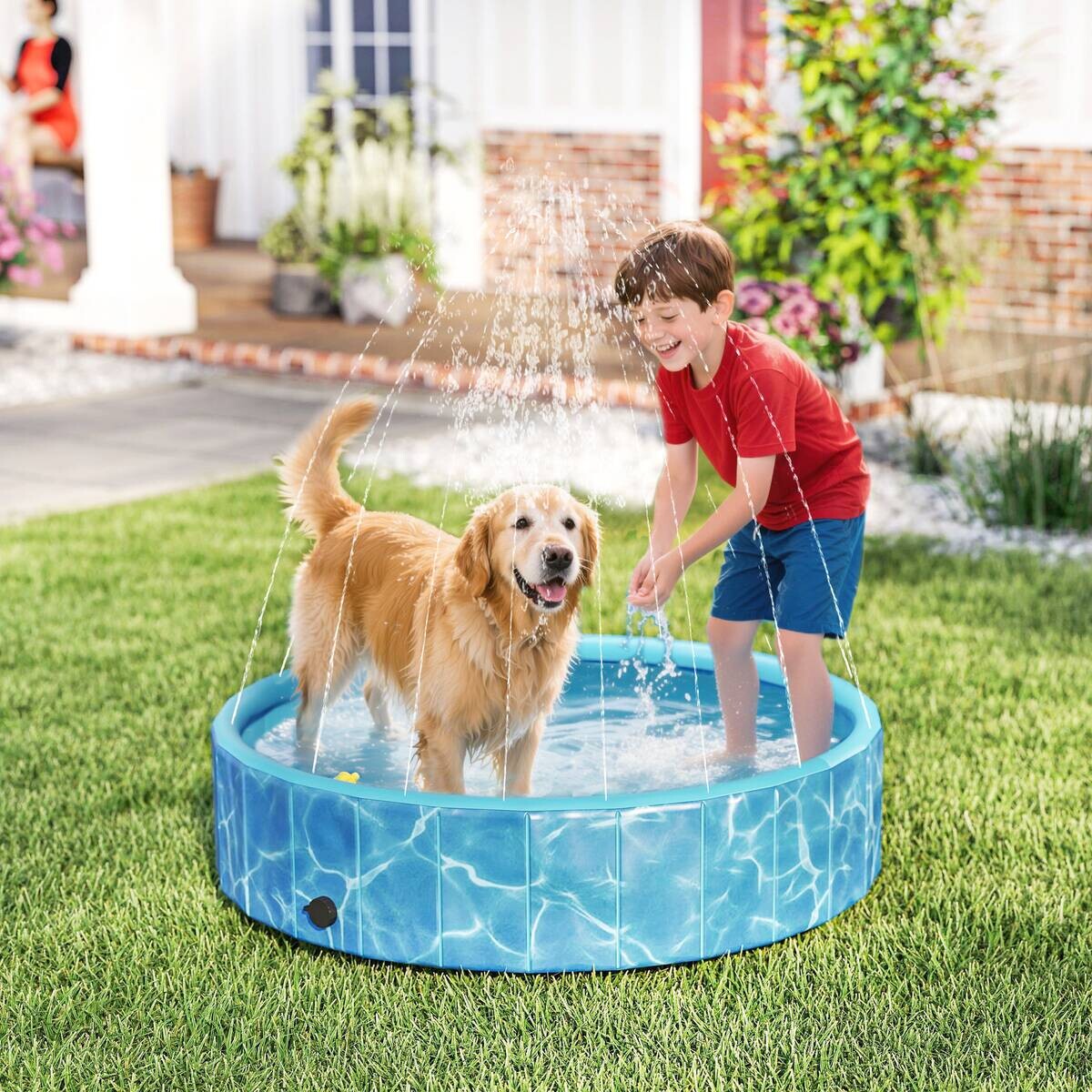 PawHut Hundepool blau Kunststoff B/H/L: ca. 120x30x120 cm