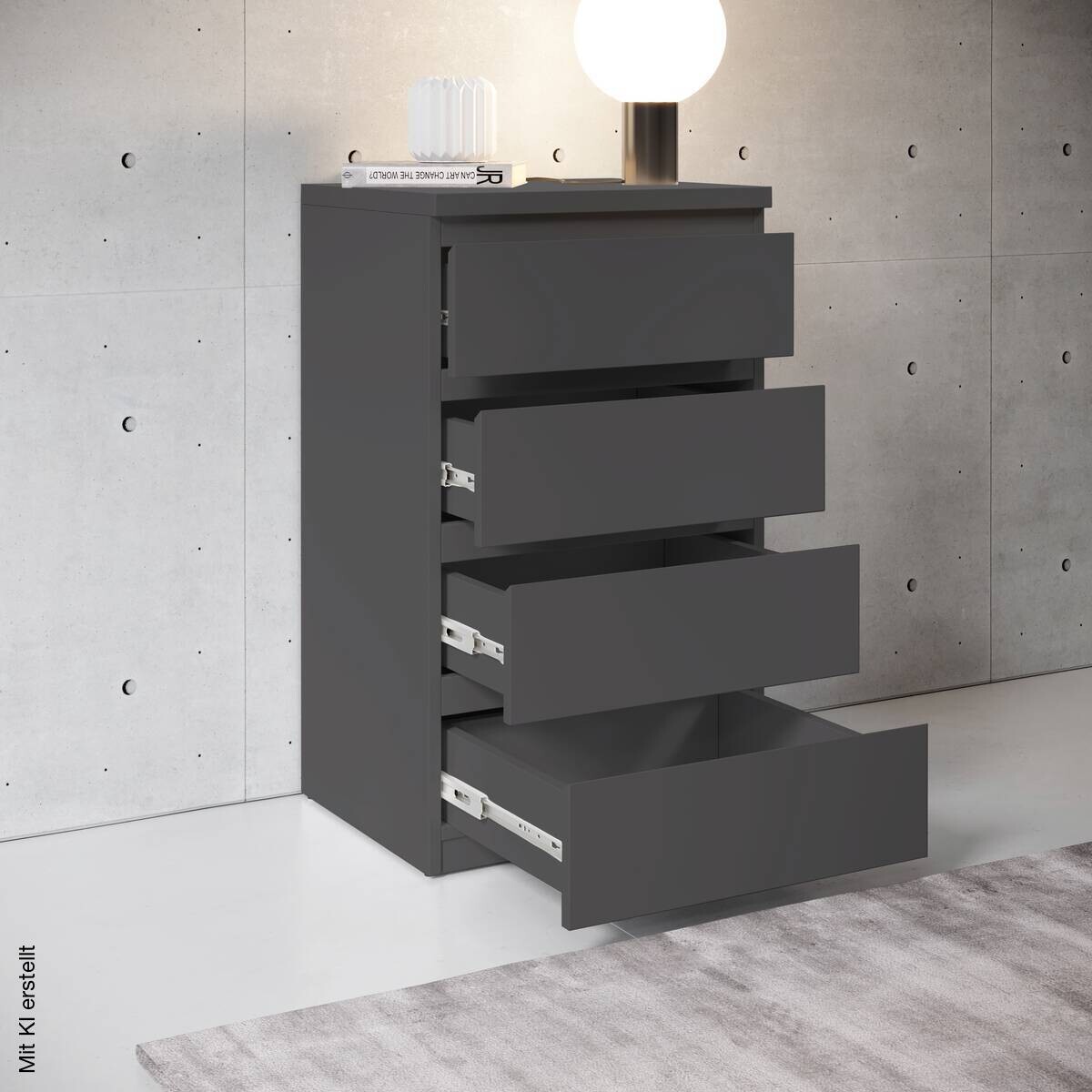 Nachtkonsole Olli Graphit B/H/T: ca. 45x79x38 cm