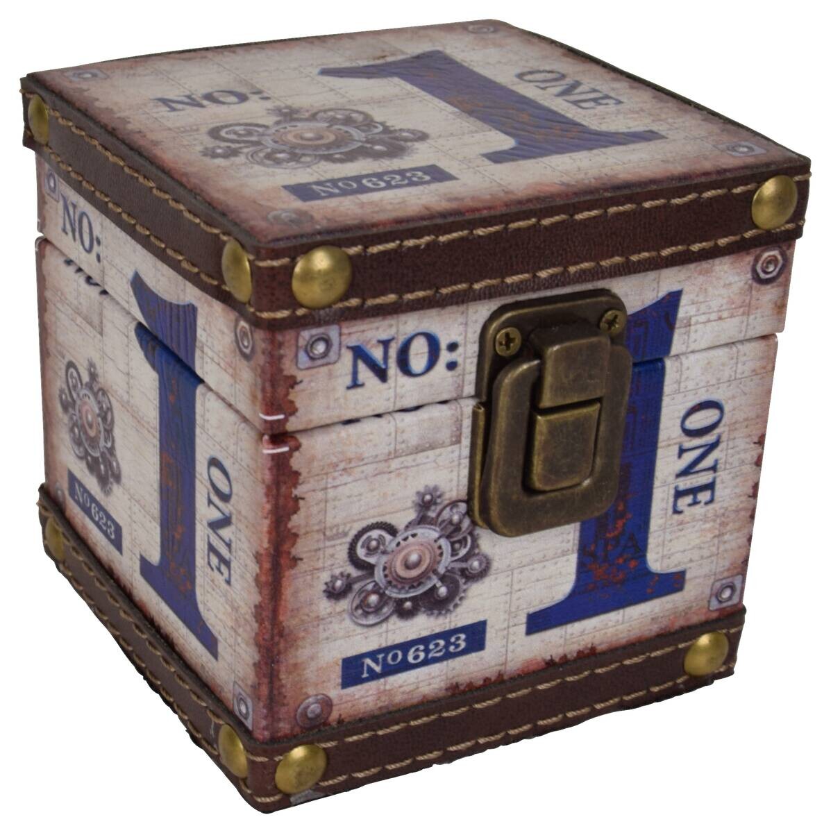 Box blau Holz B/H/L: ca. 10x10x10 cm