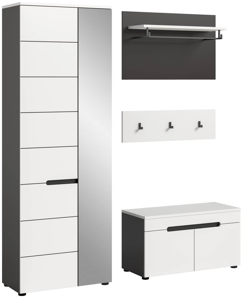 Garderobe Canu basaltgrau Nachbildung weiß B/H/T: ca. 160x190x37 cm