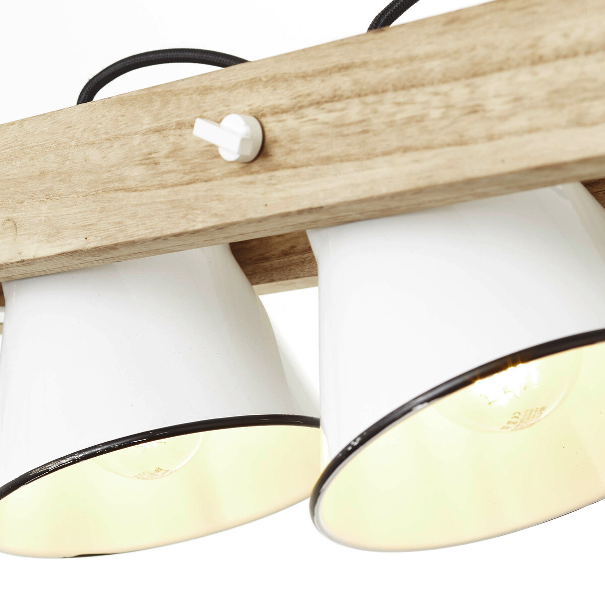 Brilliant Pendelleuchte Plow weiß Metall Holz B/H: ca. 70x115 cm E27 3 Brennstellen