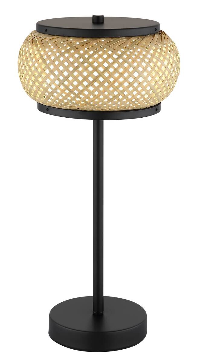 GLOBO Tischleuchte mattschwarz natur Metall Bambus H/D: ca. 46,1x22 cm 1 Brennstellen