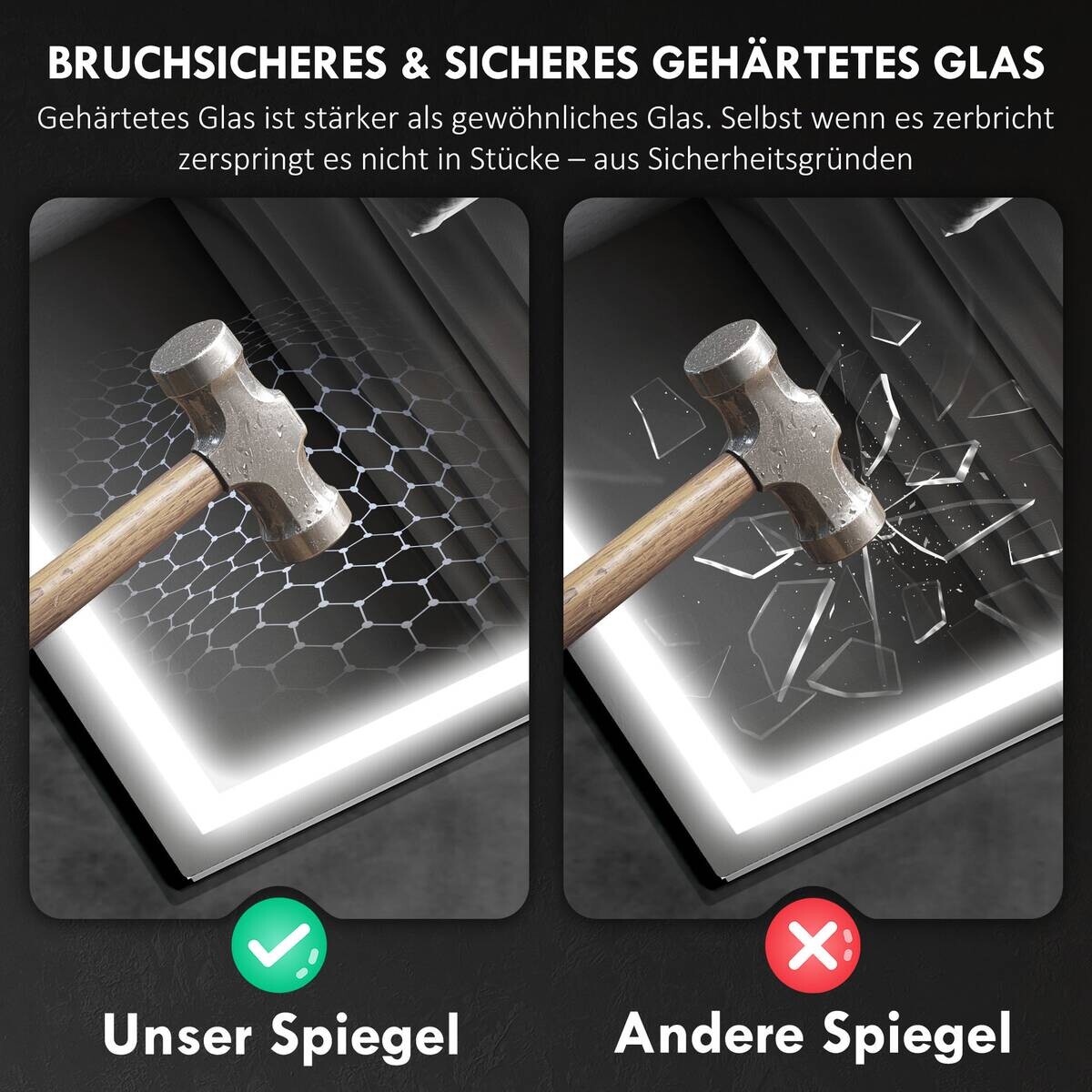 HOMCOM LED-Bad-Spiegel silber B/H/L: ca. 80x3,5x100 cm