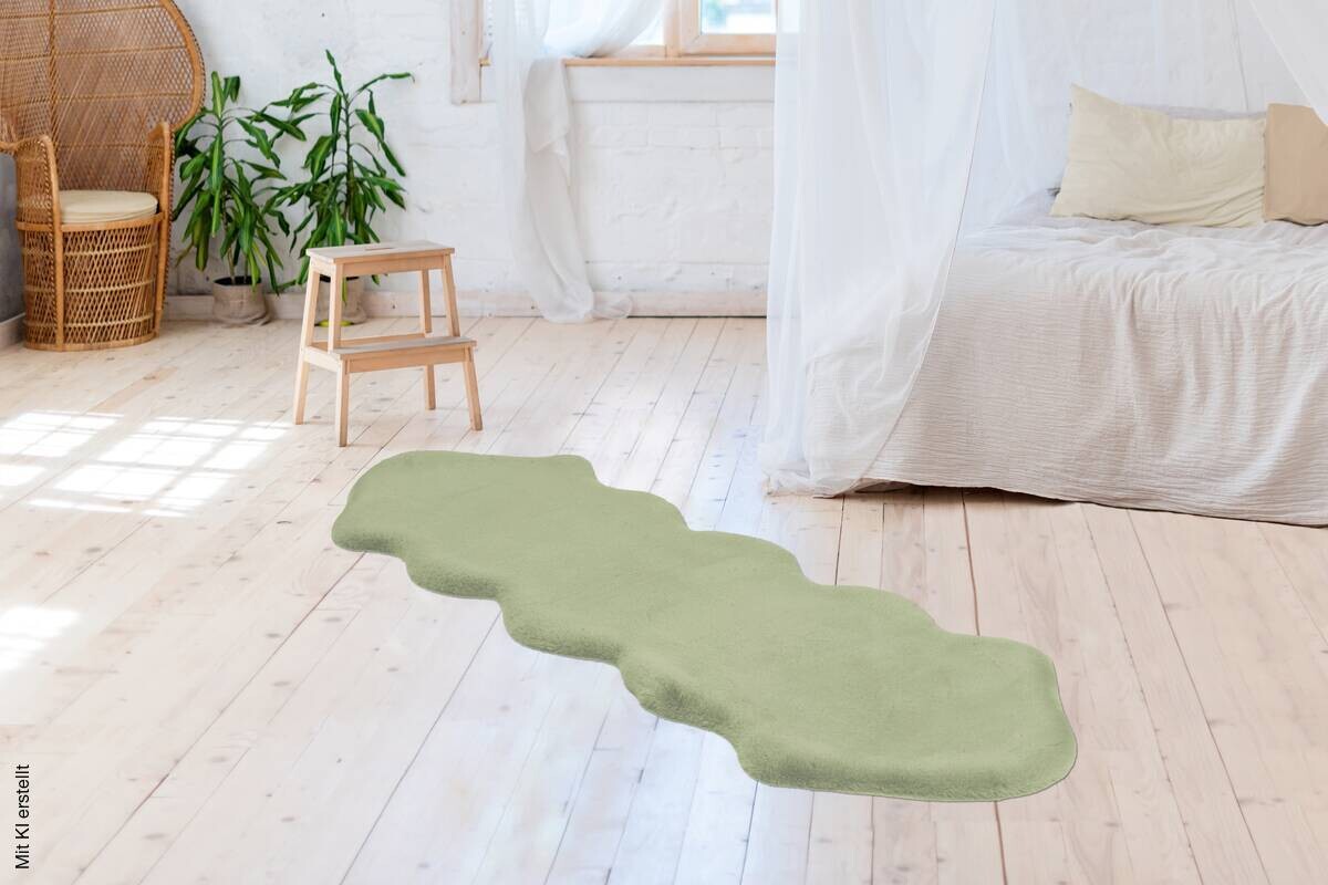 Arte Espina Hochflorteppich Rabbit Double Sheepskin 325 mint B/L: ca. 60x180 cm