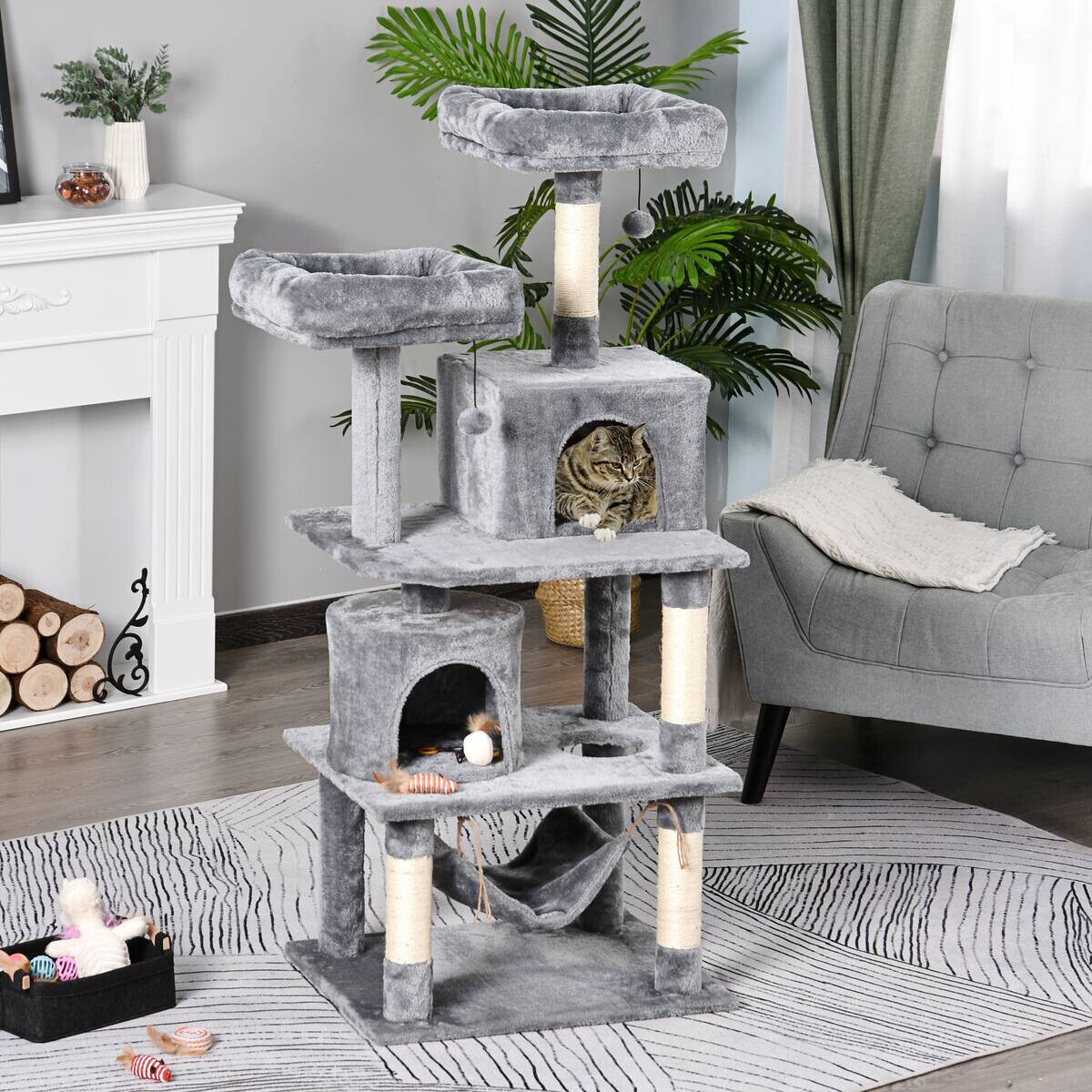 PawHut Kratzbaum grau Polypropylen B/H/L: ca. 50x60x145 cm