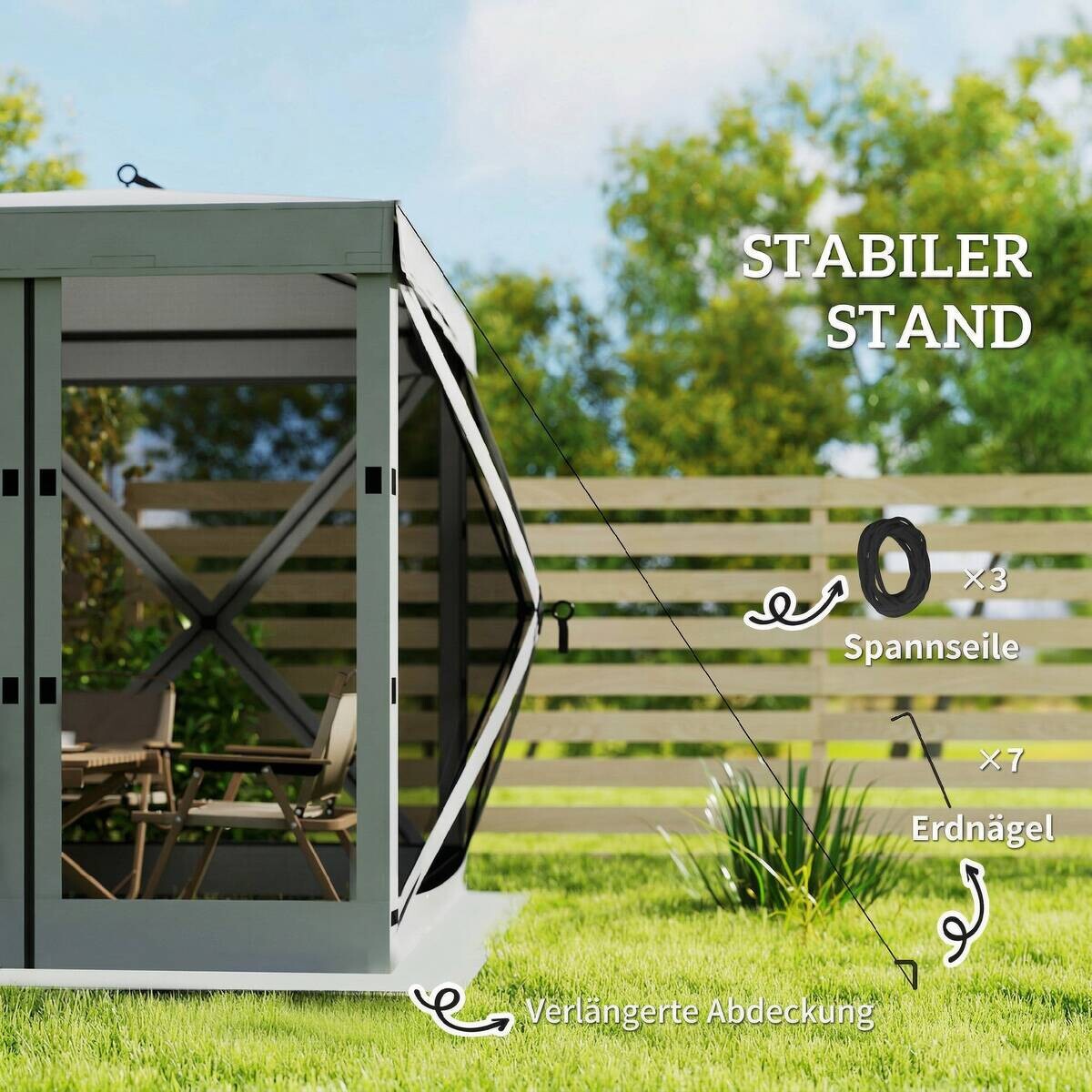 Outsunny Pavillon dunkelgrau Polyester B/H/L: ca. 185x205x185 cm