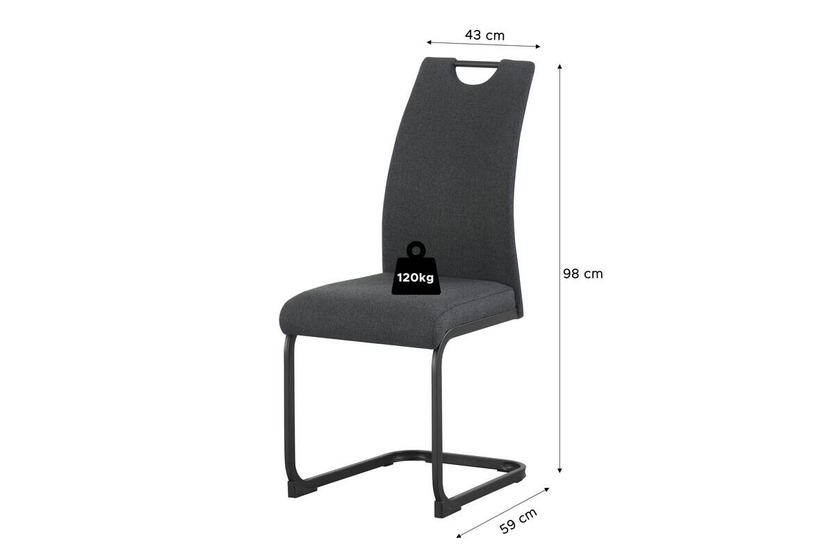 Schwingstuhl HANNA, 2er Set anthrazit Webstoff B/H/T: ca. 43x98x59 cm
