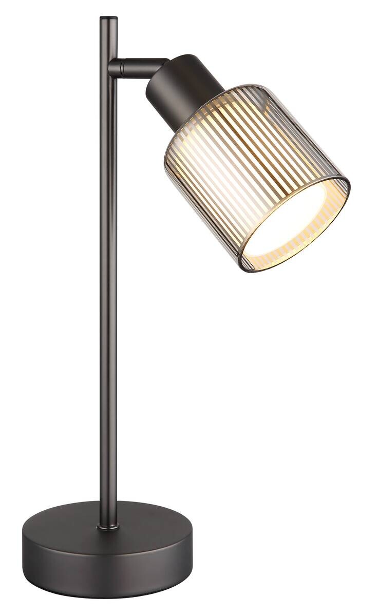 GLOBO Tischleuchte schwarz Chrom Glas Metall B/H/L: ca. 11,5x37,5x15 cm E14 1 Brennstellen