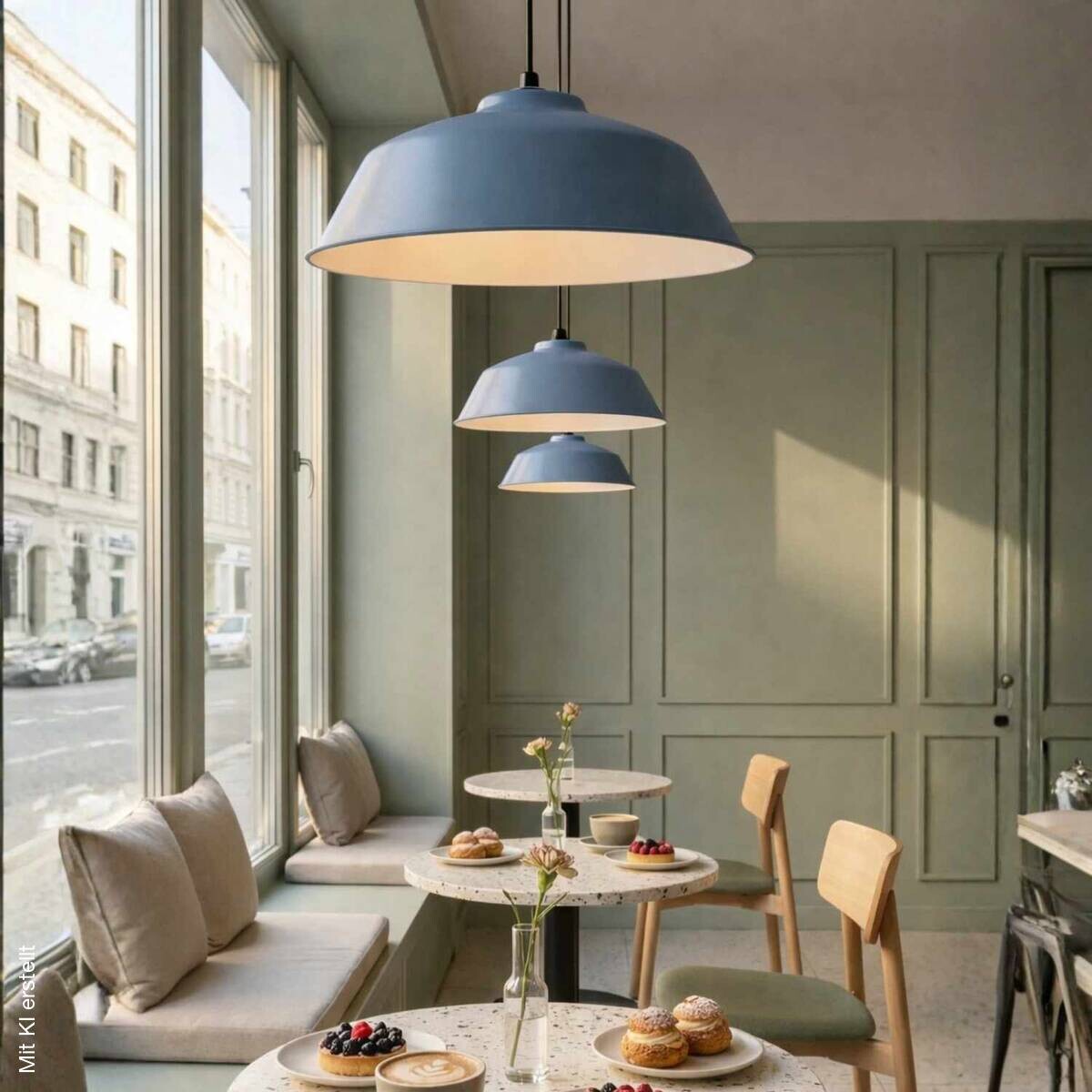 Opviq Pendelleuchte blau B/H/T: ca. 35,5x120x35,5 cm E27 1 Brennstellen