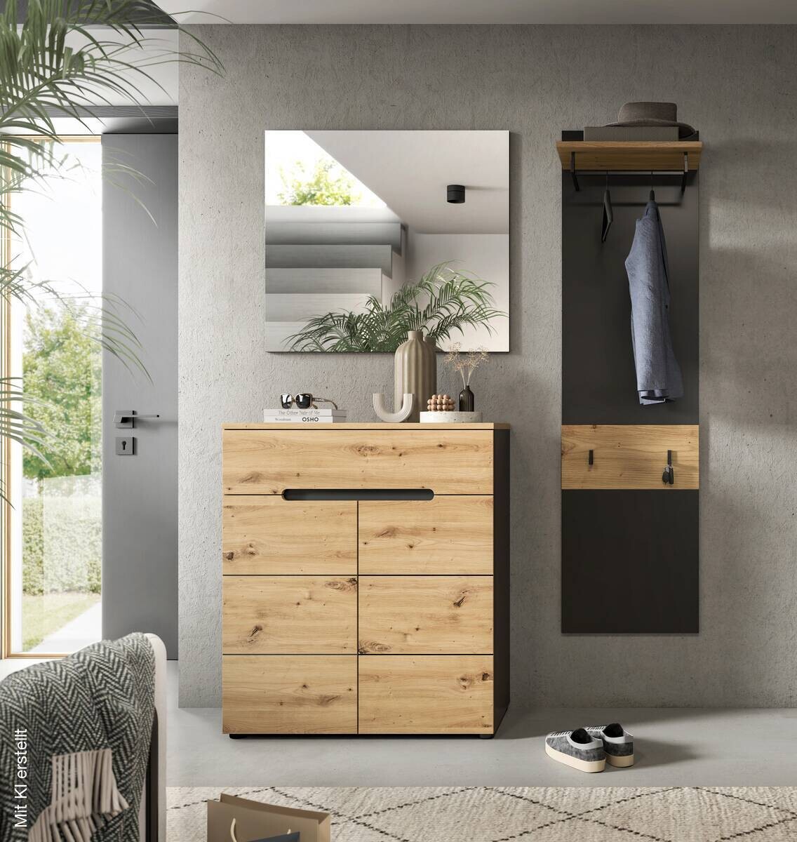 Garderobe Canu basaltgrau Nachbildung Artisan Nachbildung B/H/T: ca. 140x190x37 cm