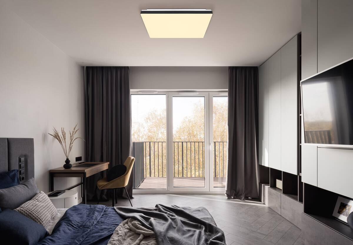 GLOBO Deckenleuchte weiß mattschwarz Metall Kunststoff B/H/T/L: ca. 48,5x6,6x48,5x48,5 cm 1 Brennstellen