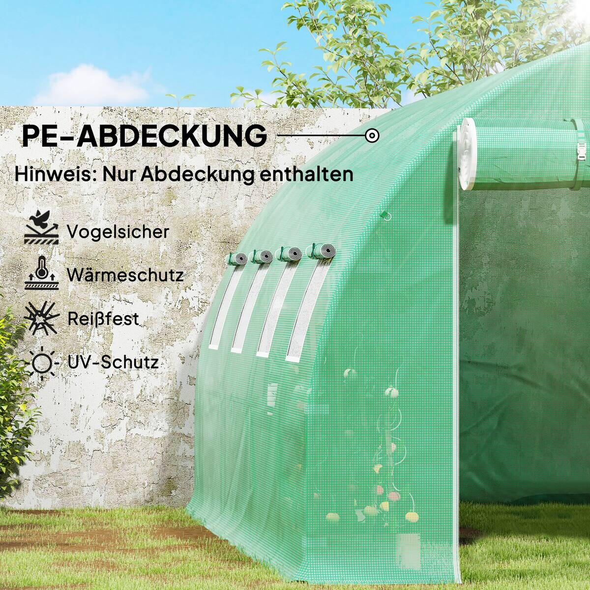 Outsunny Gewächshausfolie B/H/T/L: ca. 300x200x300x400 cm grün