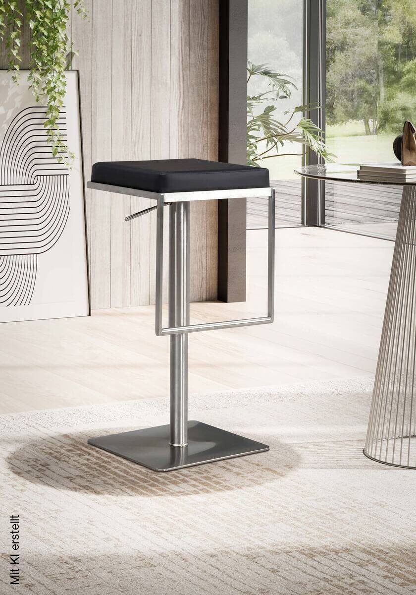 Barhocker schwarz Kunstleder B/H/T: ca. 38x91x39 cm
