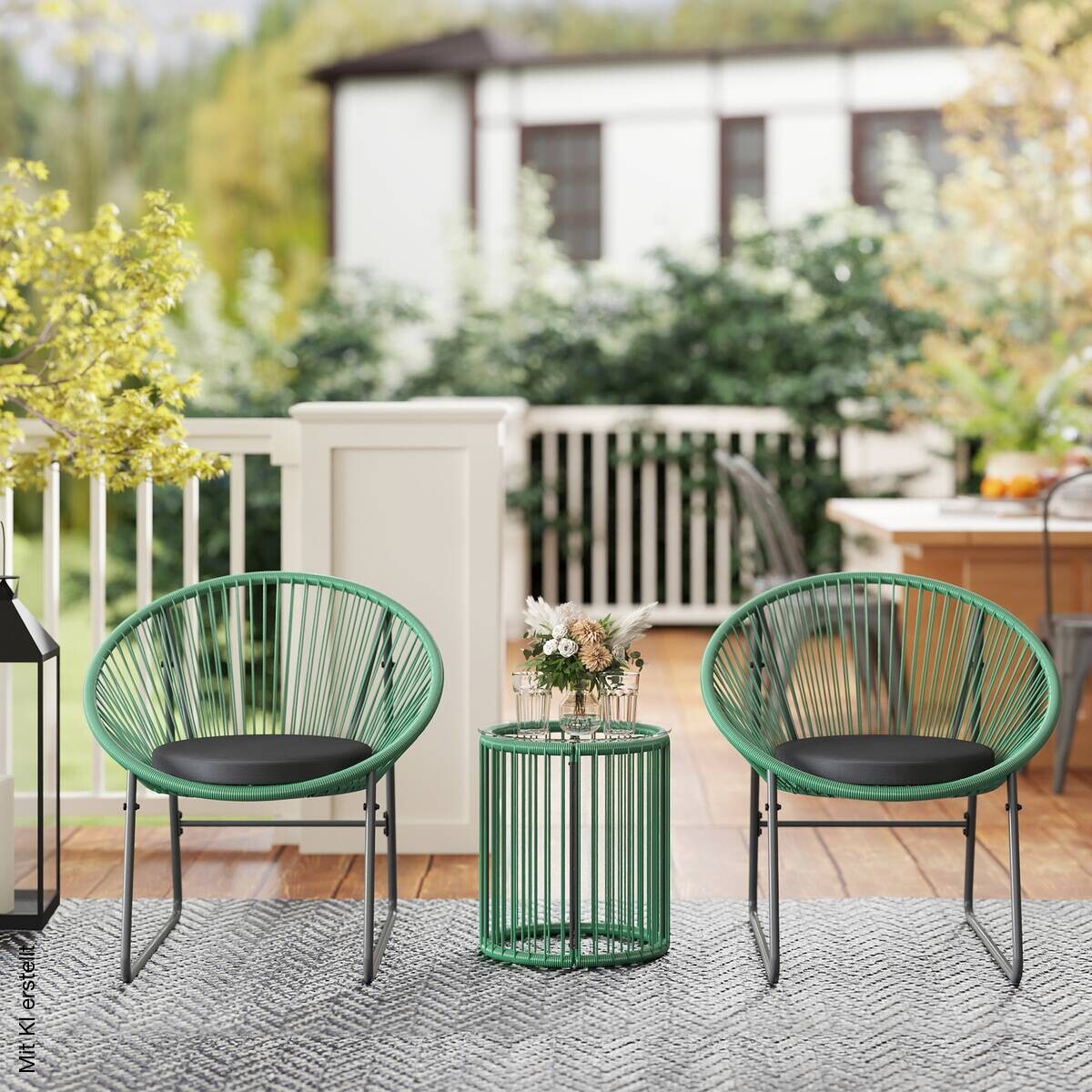 Outsunny Balkonmöbel-Set grün Polyethylen B/H/L: ca. 72x77x73 cm