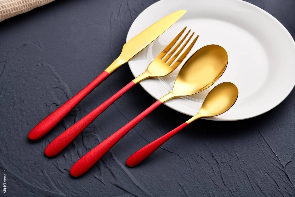 BERGNER Besteckset Lisboa red rot Edelstahl 16 tlg.