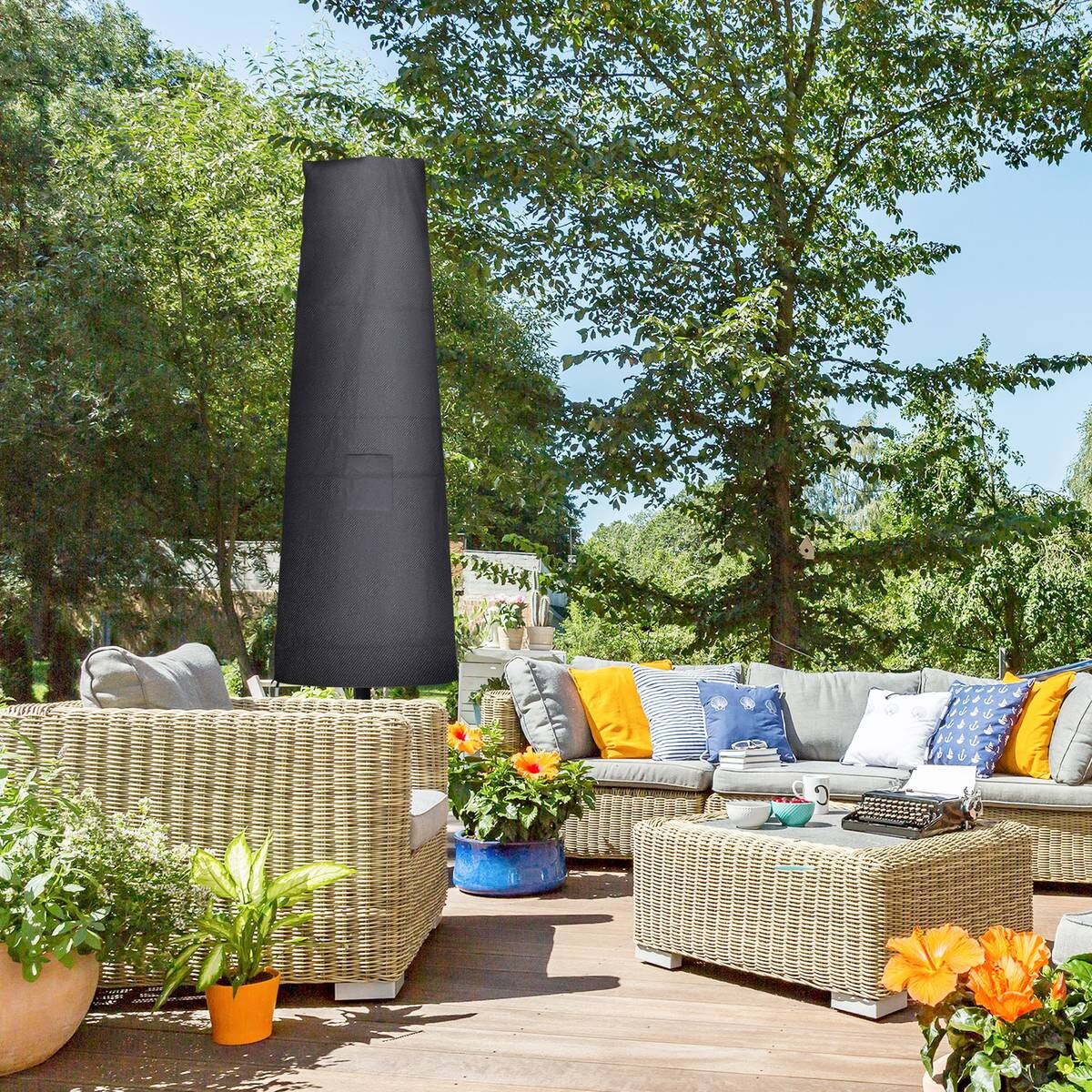 Outsunny Schutzhülle für Sonnenschirm schwarz Fiberglas B/H/L: ca. 80x0,1x200 cm