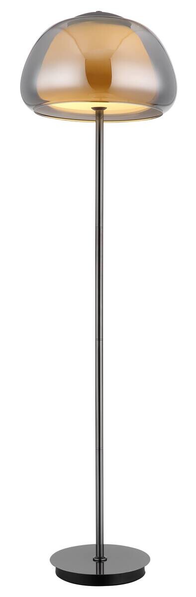GLOBO Stehlampe Chrom schwarz Metall Glas B/H/L: ca. 44x37x44 cm