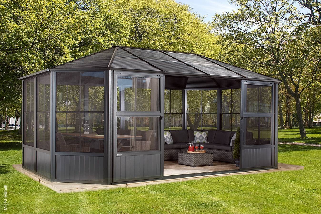 Sojag Kaltwintergarten Charleston anthrazit Aluminium B/H/T: ca. 594x281x384 cm