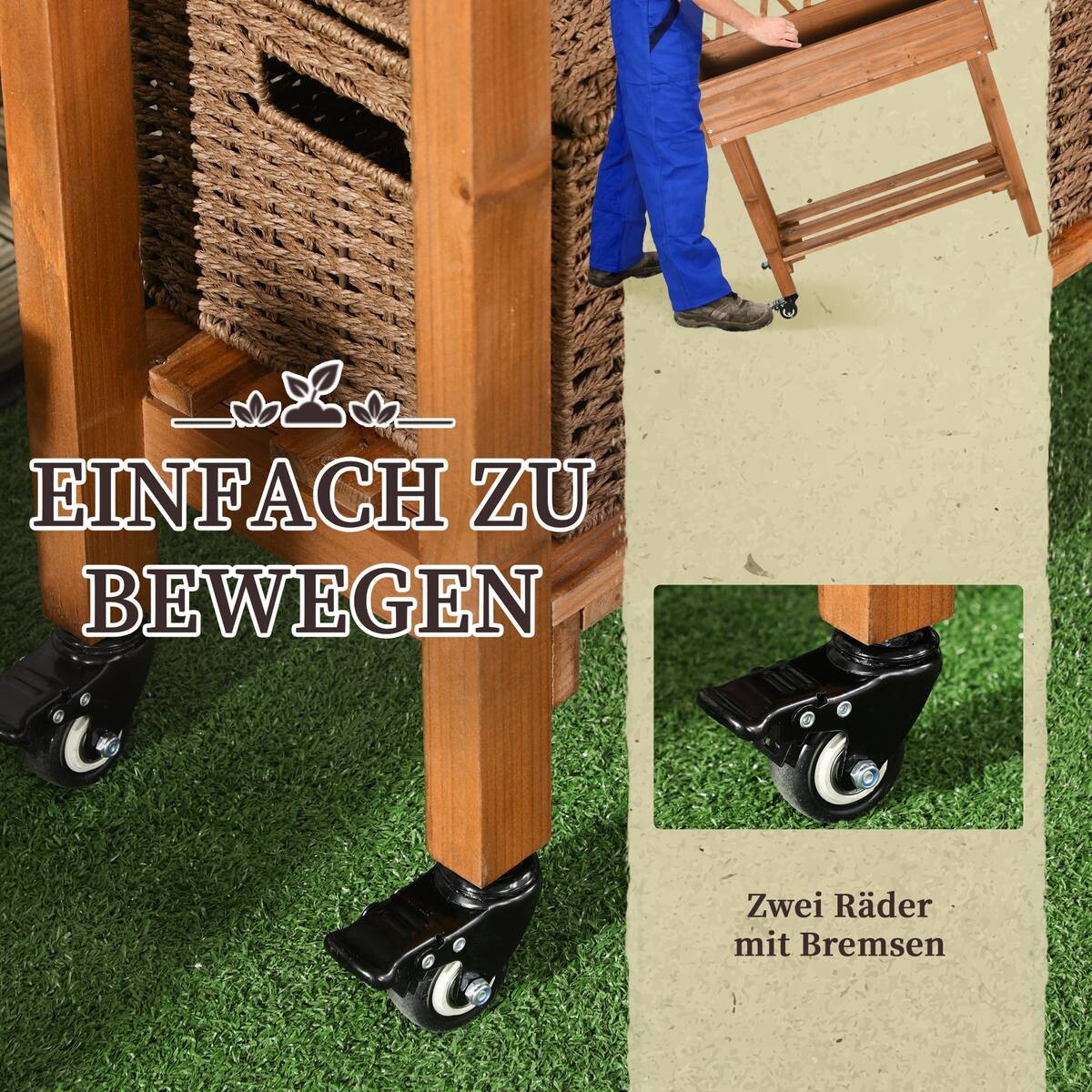 Outsunny Hochbeet braun B/H/L: ca. 29x130x79 cm