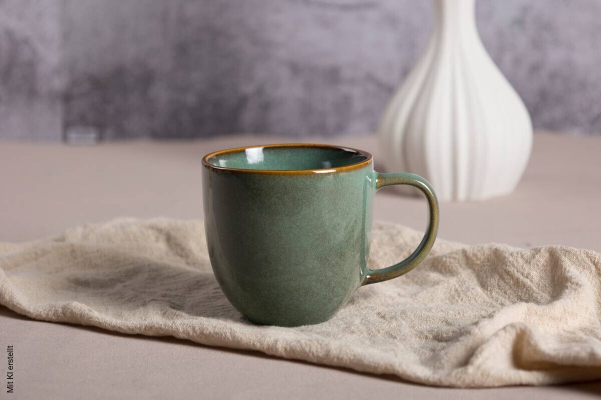 Kaffeebecher grün Steinzeug