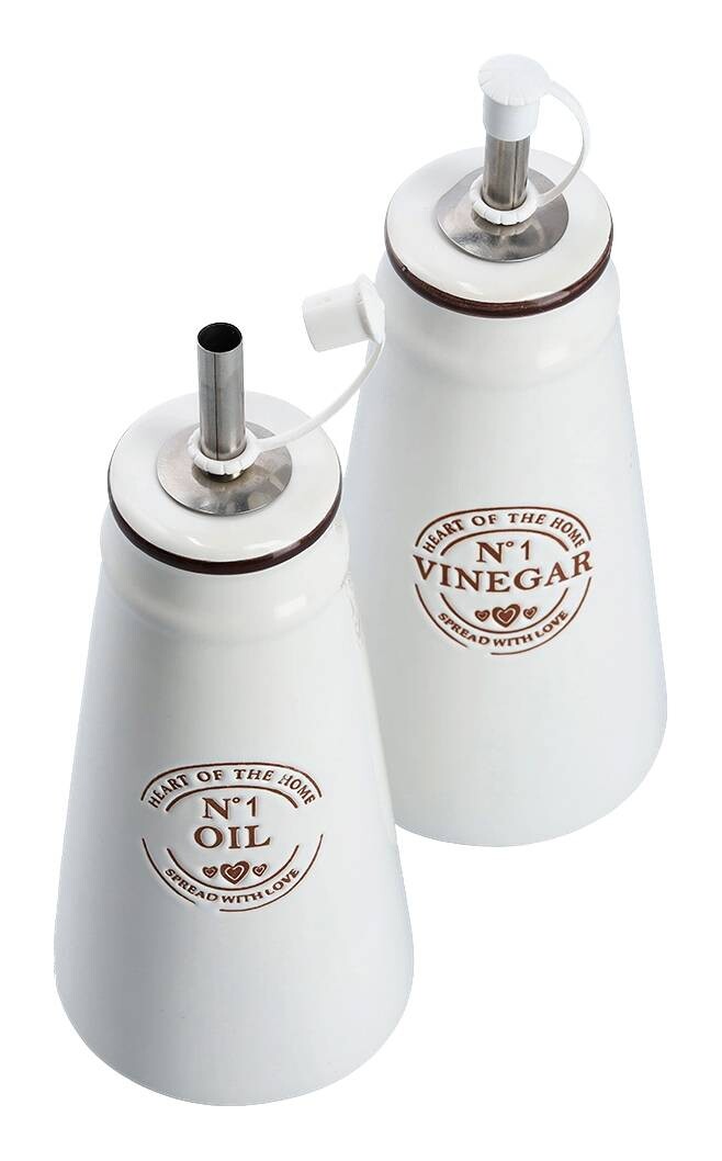 Zeller Essig-und Ölflaschen-Set weiß Keramik