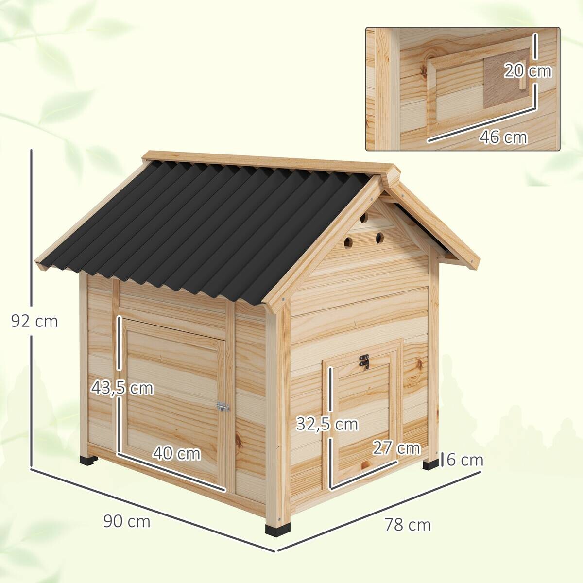 PawHut Tier-Zubehör natur Holz B/H/L: ca. 90x78x92 cm