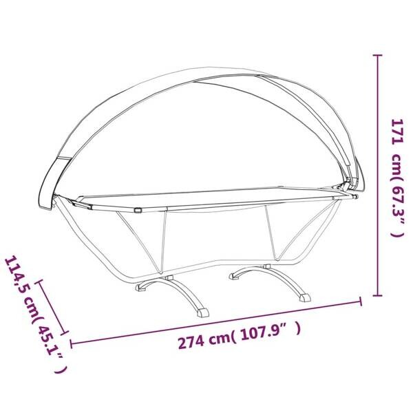 vidaXL Loungebett schwarz Stahl B/H/L: ca. 114x171x274 cm