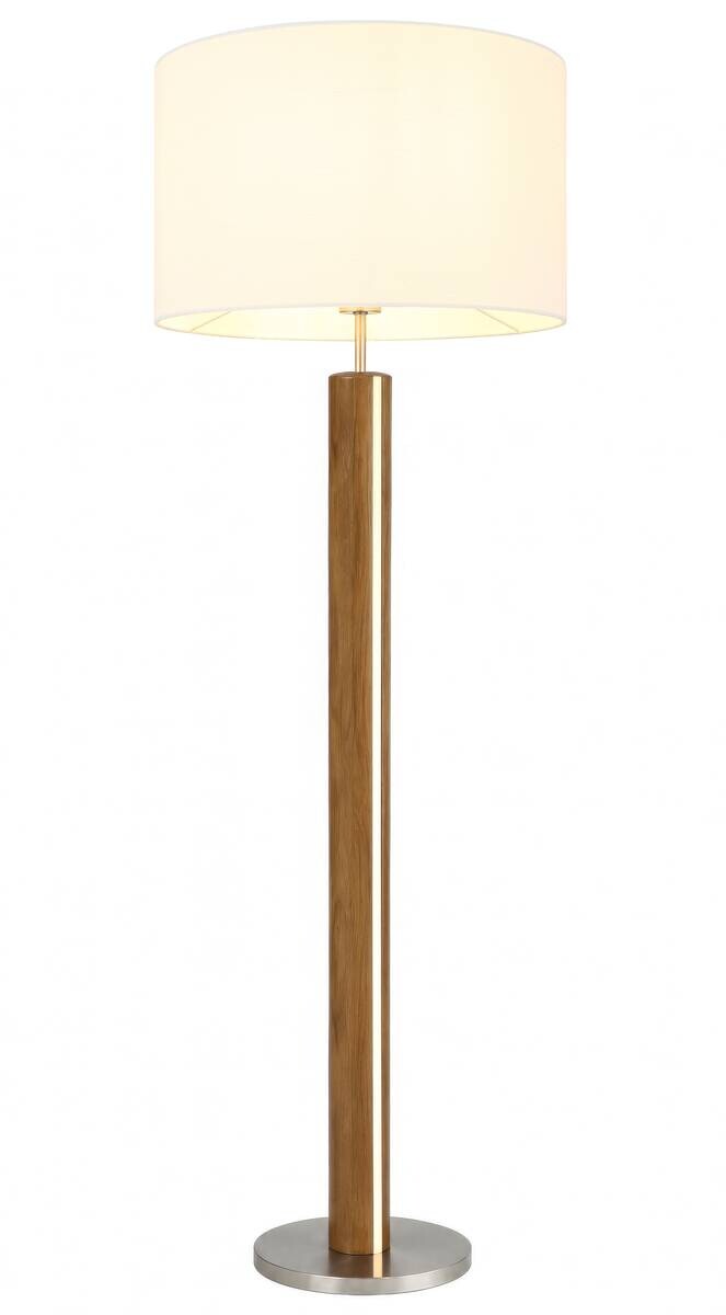 Stehlampe Alba weiß braun Metall Holz Textil H/D: ca. 150x40 cm E27 1 Brennstellen