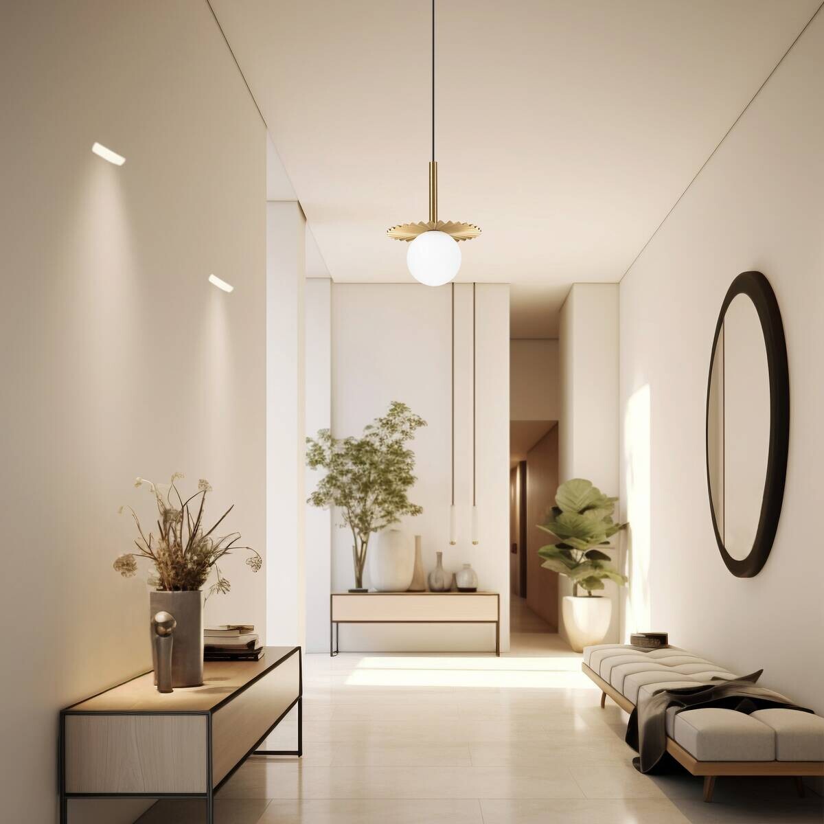 Lamkur Hängeleuchte Kupfer Glas Stahl B/H/L: ca. 120x20x20 cm G9 1 Brennstellen