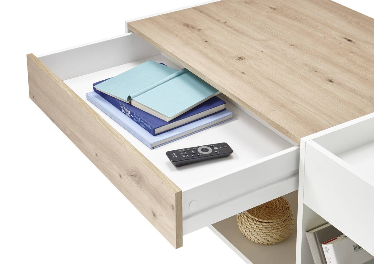 Couchtisch Eiche Artisan Nachbildung weiß B/H/T: ca. 110x44x60 cm