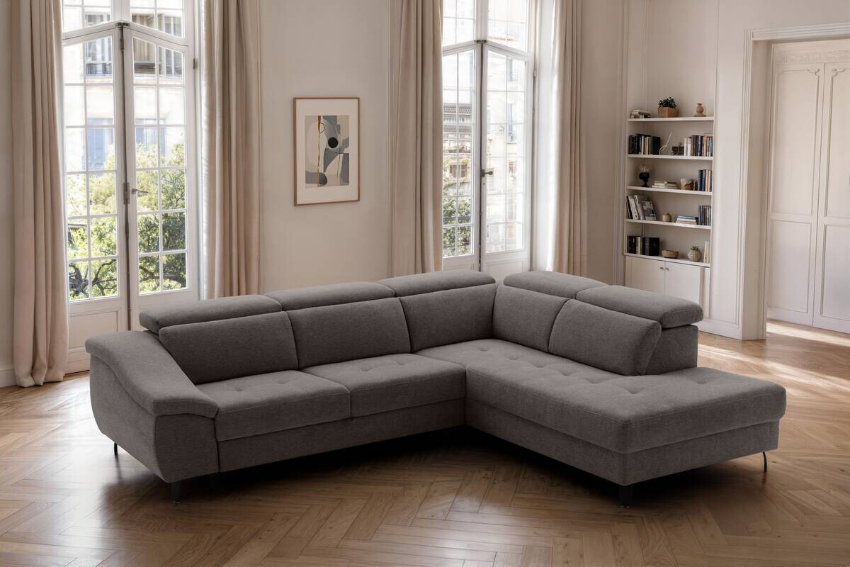 Ecksofa mit Bettfunktion braun Flachgewebe B/H/T: ca. 280x96x238 cm