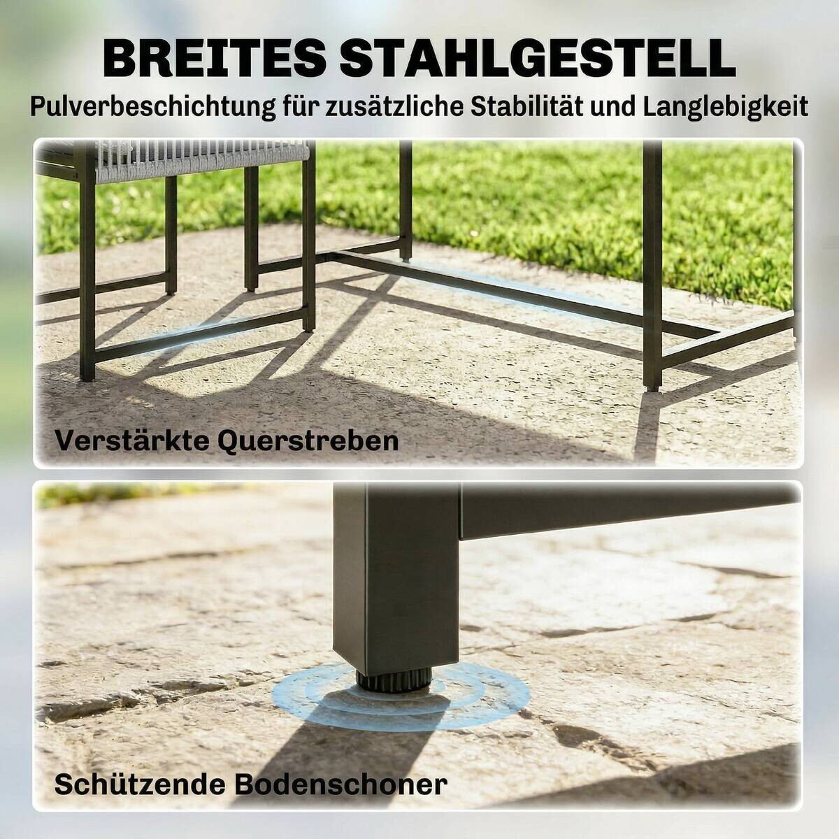 Outsunny Gartensitzgruppe hellgrau Glas B/H/L: ca. 120x72x120 cm
