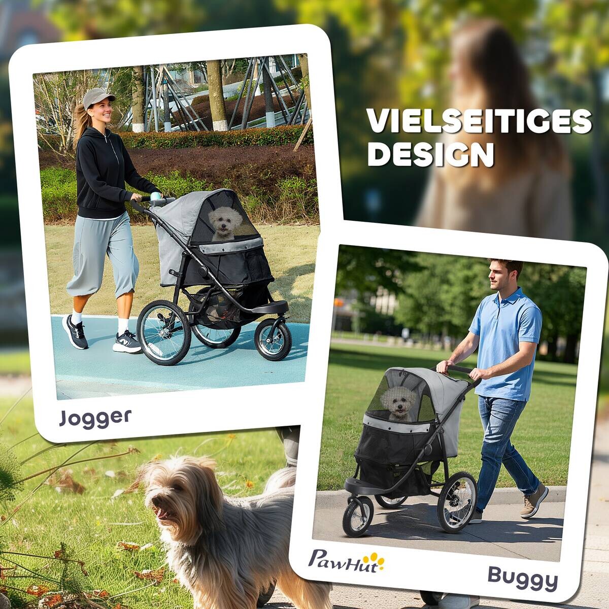 PawHut Hundewagen grau Stahl B/H/L: ca. 58x100x100 cm
