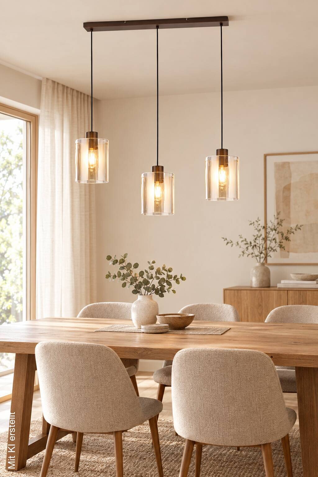 POCOline Pendelleuchte Vivienne kaffee Metall Glas B/H/L: ca. 15x120x70 cm E27 3 Brennstellen