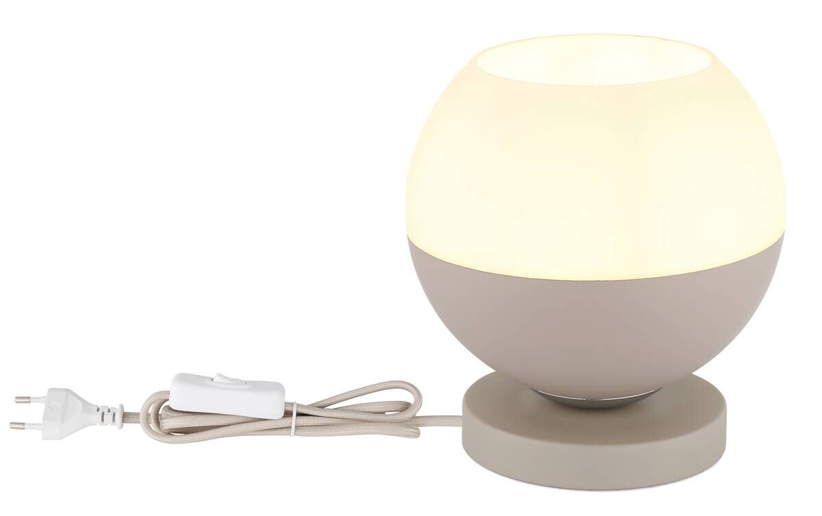 GLOBO Tischleuchte weiß Opal sand Metall Textil Glas H/D: ca. 21x20 cm E27 1 Brennstellen