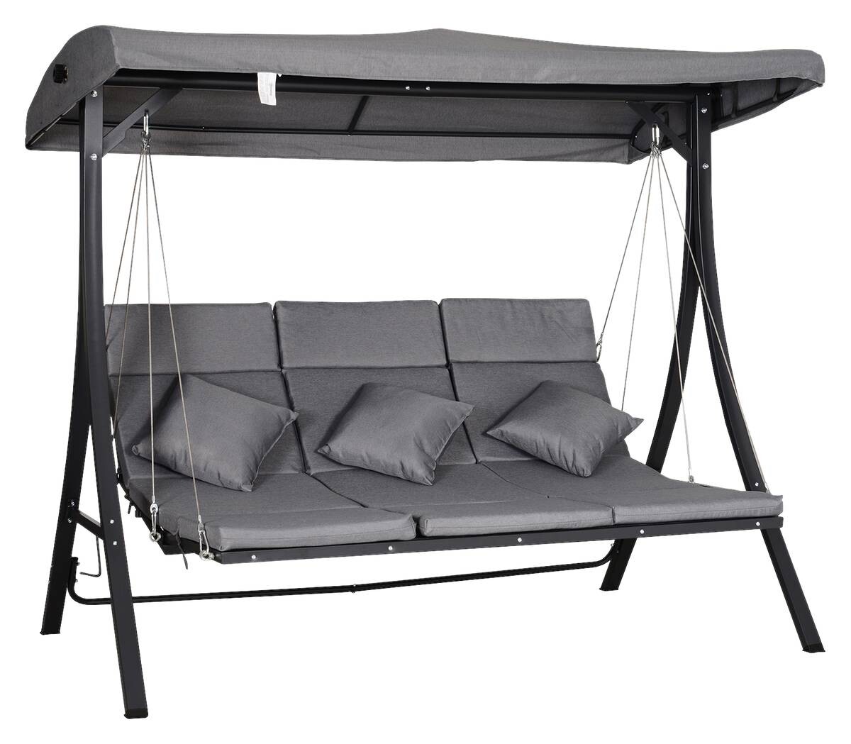 Outsunny Hollywoodschaukel grau Metall B/H/T: ca. 200x168x115 cm