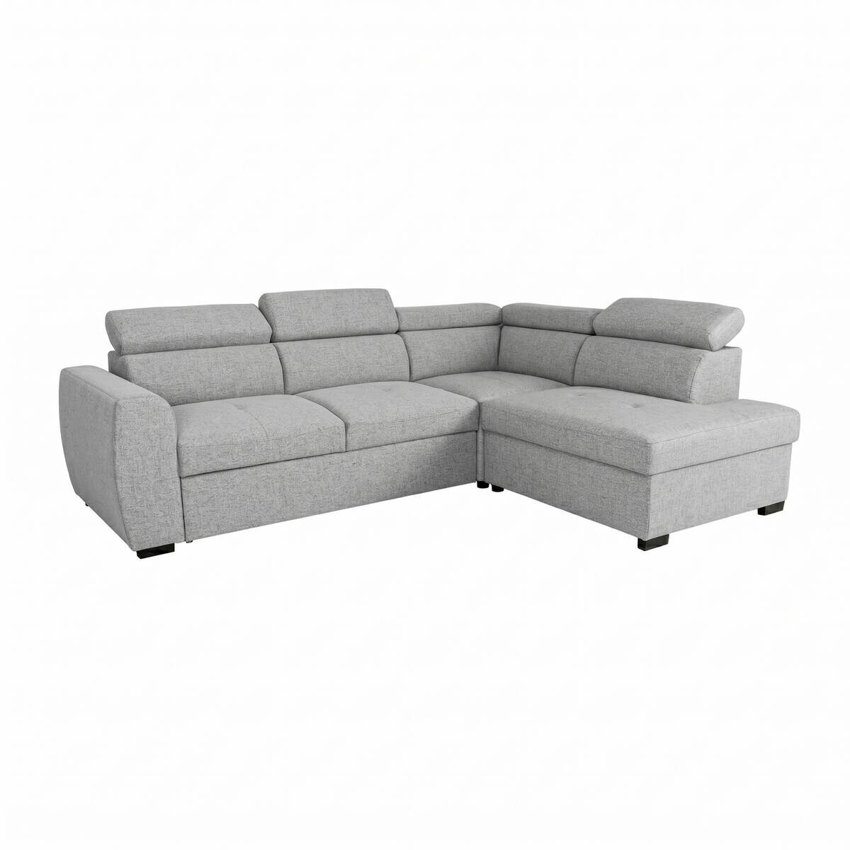 Ecksofa mit Bettfunktion und Bettkasten hellgrau Webstoff B/H/T: ca. 245x184x87 cm