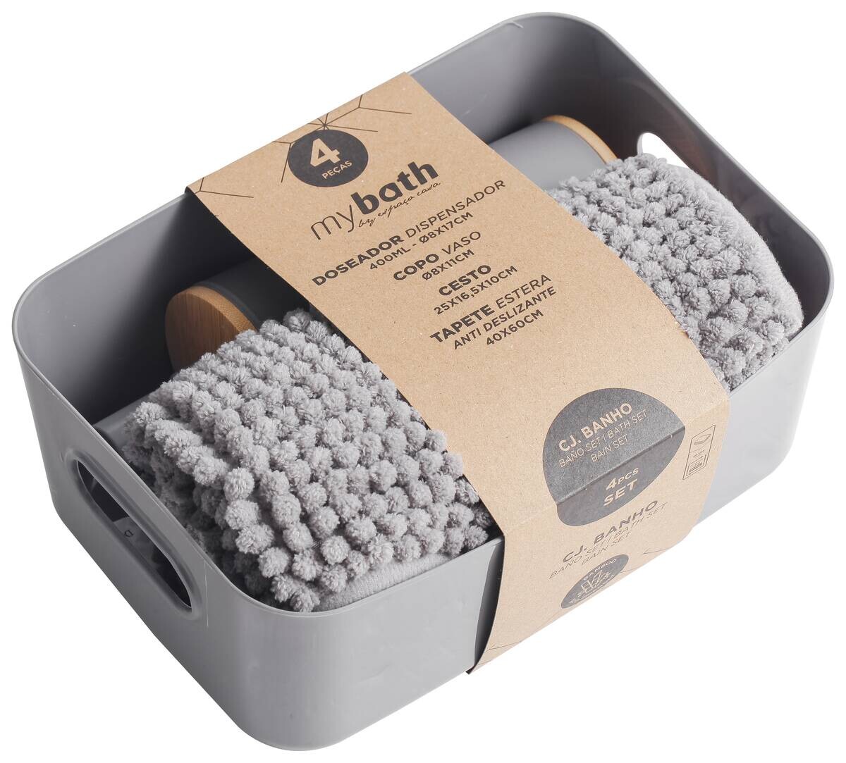 Sensation Bad-Set grau natur Kunststoff Bambus