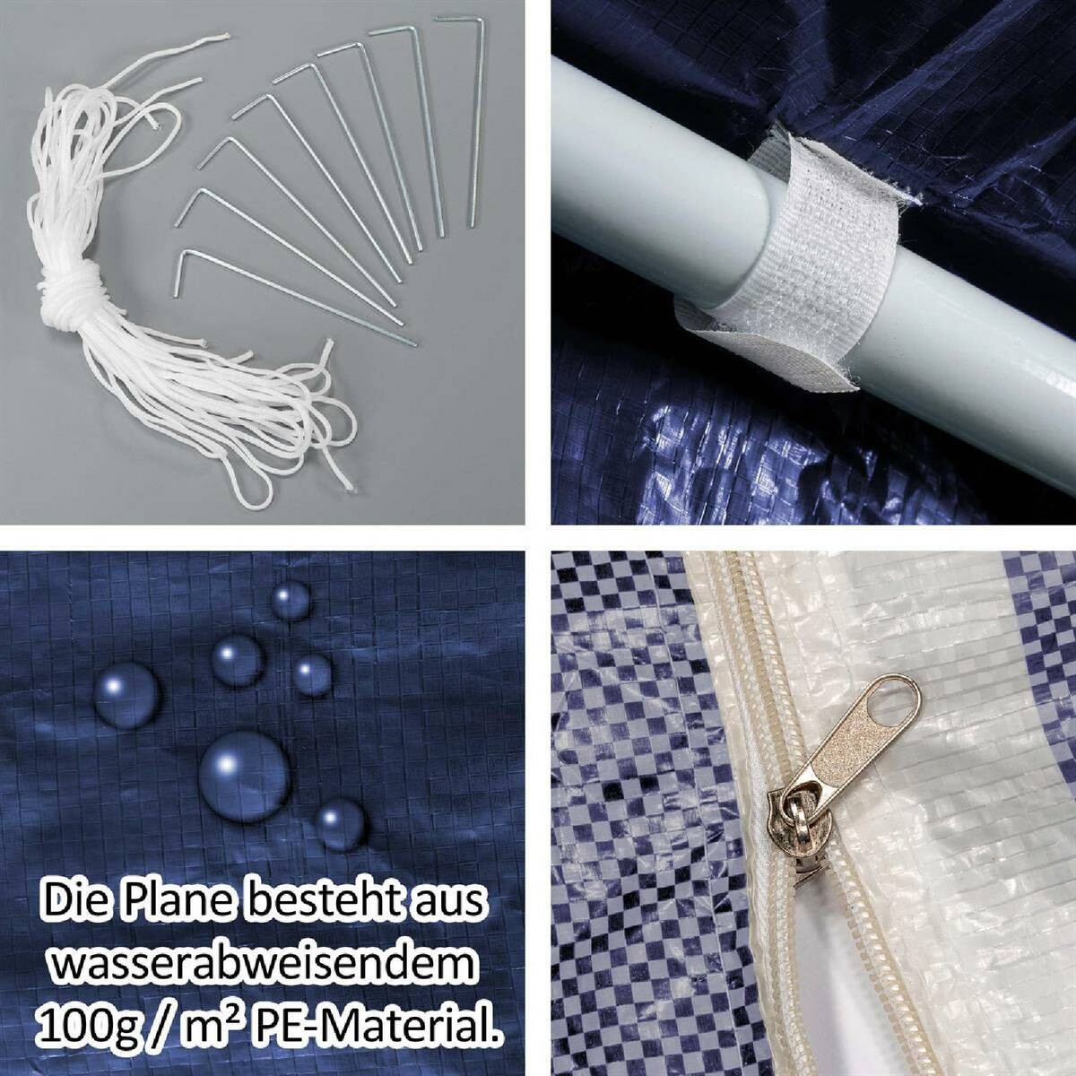 VCM Pavillon royalblau Polyester-Mischgewebe B/H/L: ca. 300x187x300 cm