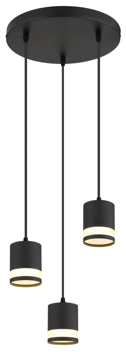 GLOBO Hängeleuchte Opal schwarz Kunststoff Metall H/D: ca. 110x30 cm 3 Brennstellen
