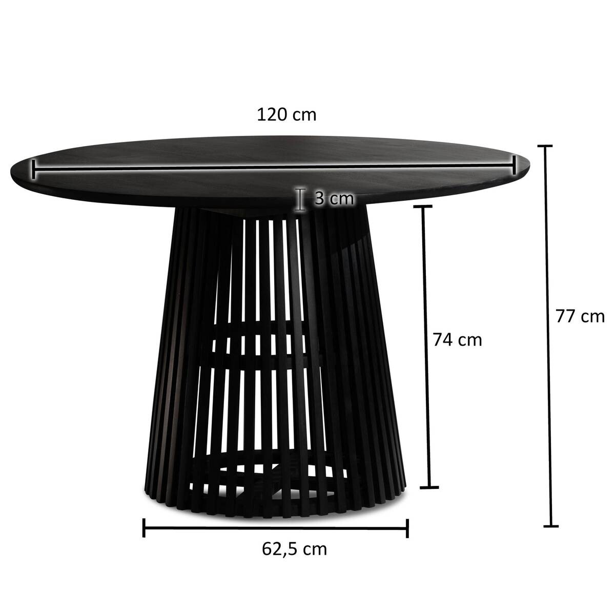 Esstisch schwarz H/D: ca. 77x120 cm