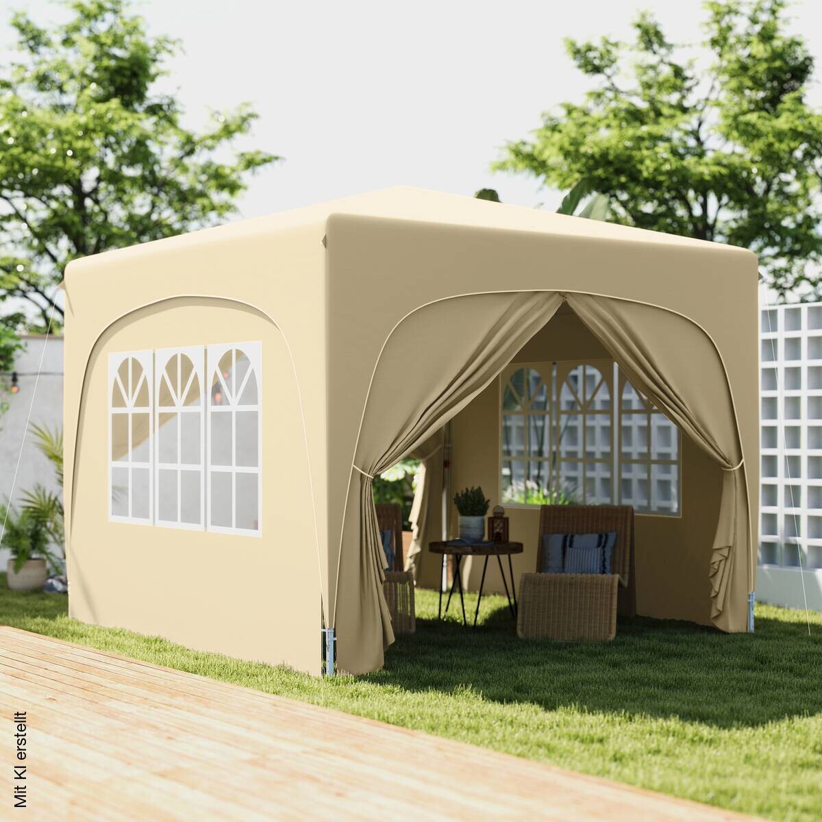 Outsunny Pavillon sand Metall B/H/L: ca. 300x273x300 cm